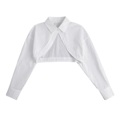 Baumwolle Frauen Langarm Shirt, Patchwork, Rot, :,  Stück