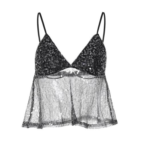 Paillettes & Polyester Camisole Noir pièce