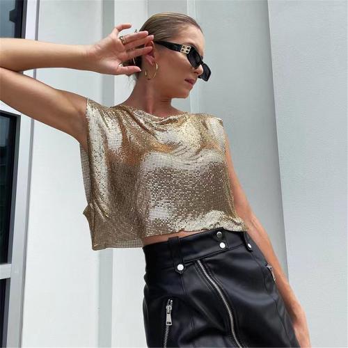 Silk Floss & Metal & Sequin Women Short Sleeve T-Shirts & loose patchwork : PC