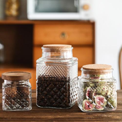 ガラス & 木 ストレージジャー セット