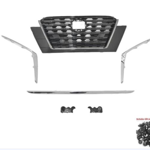 For Kicks 2021-22 Front Chrome Grille Mesh/Trim Molding/Bumper Support Retainers