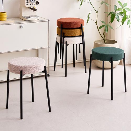 Metal & Sponge & Cotton Linen Stool PC