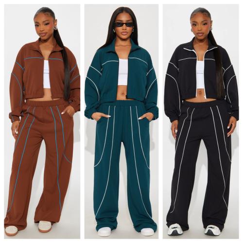 ポリエステル 女性スポーツウェアセット ロングトラウザーズ & コート 選択のためのより多くの色 一つ