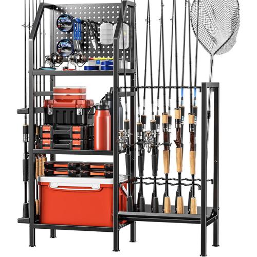 Garage Fishing Rod Rack Holds up to 18 Fishing Rods Adjustable Fishing Rod Organizer