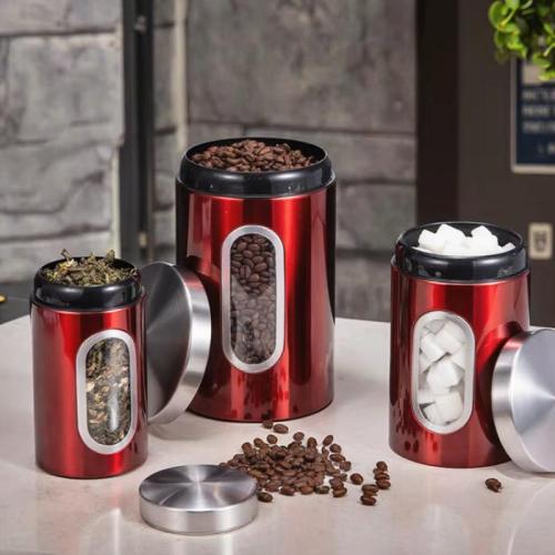 Edelstahl Speicher-Jar, Rot, Festgelegt