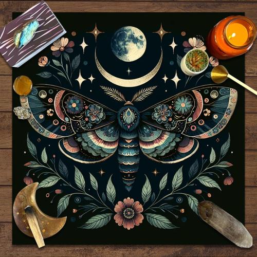 Polyester Tarot Table Cloth for home decoration & dustproof printed black PC
