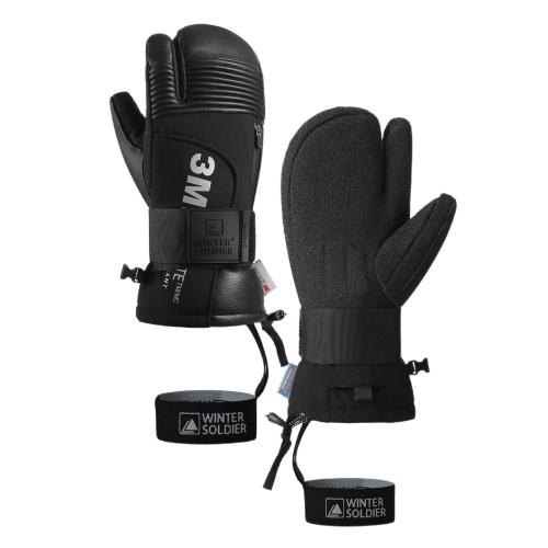 Goat Skin Leather hand protecting & windproof & Waterproof Skiing Gloves hardwearing & anti-skidding & thermal Pair