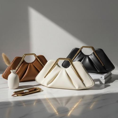 PU Leather Pleat Handbag soft surface Polyester PC