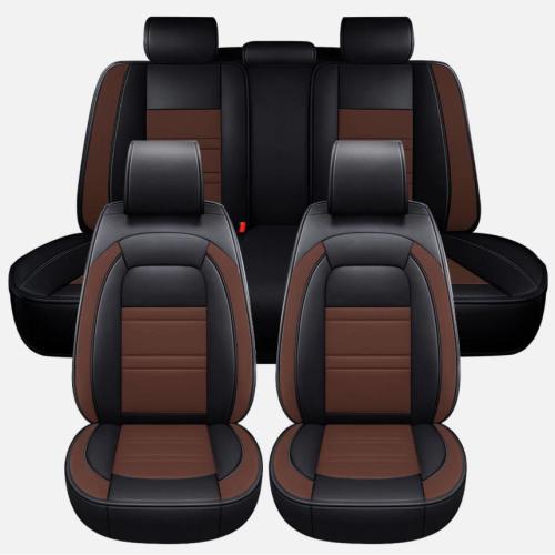 Leather Car Seat Covers Full Set Cushion For Dodge Ram 1500 2500 3500HD Brown