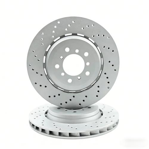 FOR BMW M3 E46 CSL FRONT LEFT RIGHT CROSS DRILLED BRAKE DISCS PAIR 345mm X 28mm