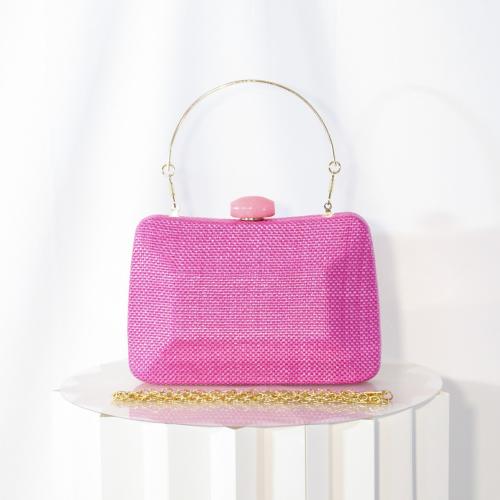 Acrylic & Straw Clutch Bag fuchsia PC