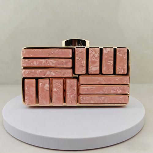 Acrylic hard-surface & Box Bag Clutch Bag with chain Polyester geometric PC