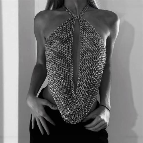 Aluminium Mouwloze Nachtclub Top Zilveren : stuk