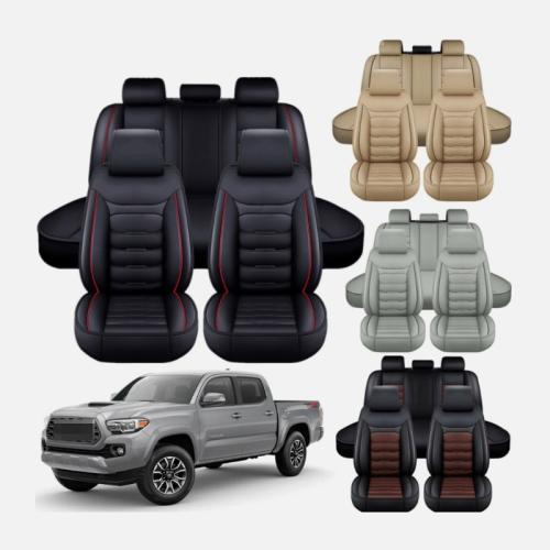 For Toyota Tacoma Car Seat Cover Full Set Leather 5-Seats Front Rear Protector