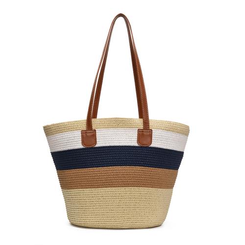 Stro & PU-leer & Polyester Geweven schoudertas Striped meer kleuren naar keuze stuk