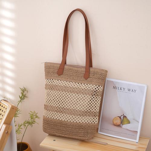 わら 織られたショルダーバッグ ポリエステル カラーマッチング カーキ 一つ