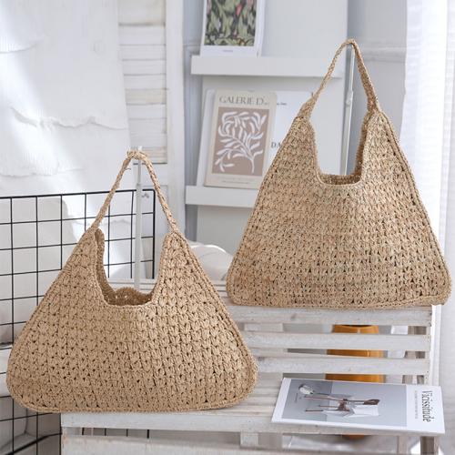 ラフィダグラス & ペーパーロープ 織られたショルダーバッグ 一つ