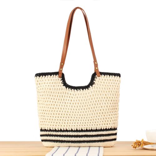 Baumwollschnur Gewebte Schultertasche,  PU Leder & Polyester, Gestreift, mehr Farben zur Auswahl,  Stück