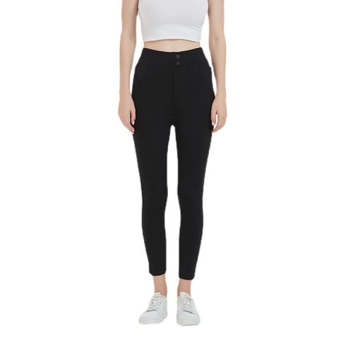 ポリアミド 女性ロングトラウザーズ 単色 黒 一つ