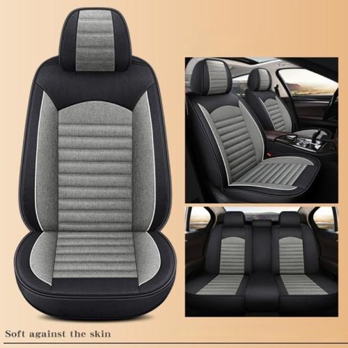 For Honda Civic 2003-2015 Car 5 Seat Covers Cushion Pad Black & Gray PU Leather