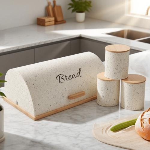 Verzinktes Eisen & Bambus Speicher-Jar, Brief, Weiß,  Festgelegt