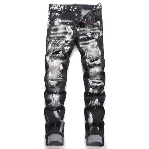 Cotton Denim Ripped Men Casual Pants black PC