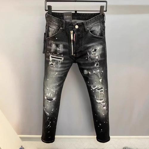 Cotton Denim Ripped Men Casual Pants dark gray PC