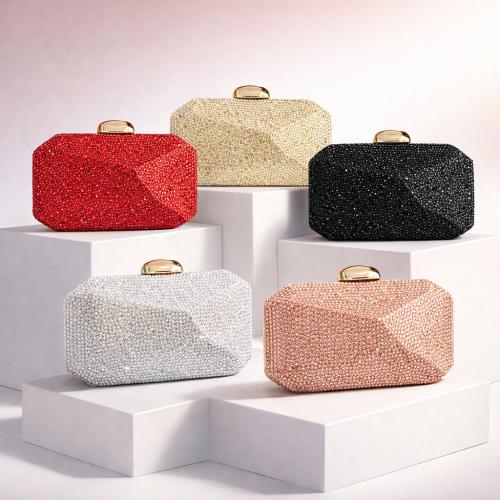 Silk hard-surface & Box Bag Clutch Bag with rhinestone Cotton Solid PC