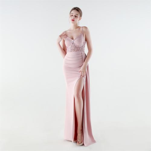 Spandex & Polyester Long Evening Dress side slit & padded iron-on PC