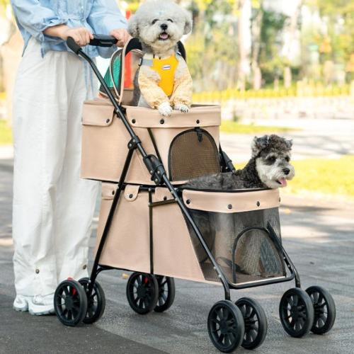 Metal & Oxford foldable Pet stroller portable & double layer & breathable PC