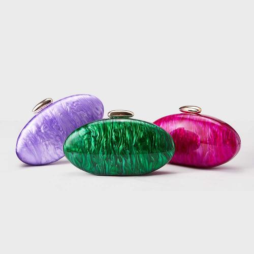 Acrylic hard-surface & Shell Shape Clutch Bag attached with hanging strap Cotton PC