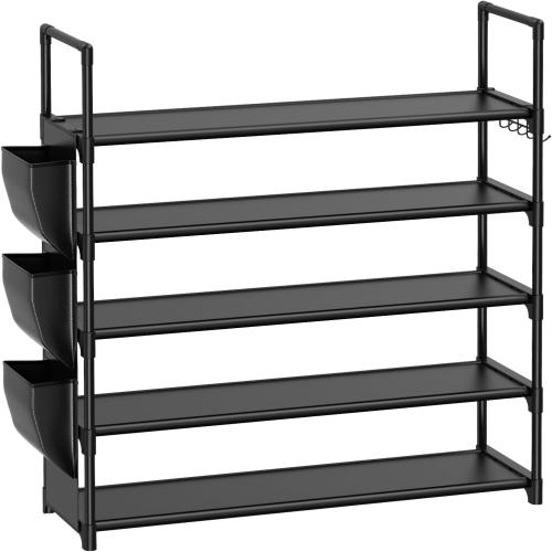 Metal & Non-Woven Fabrics Multilayer Shoes Rack Organizer waterproof black PC