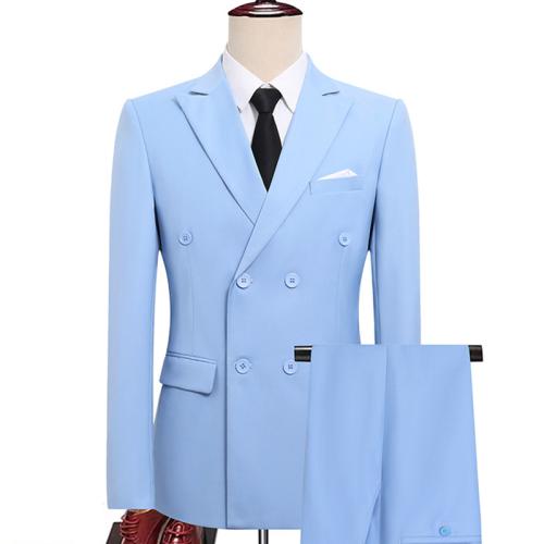 Polyester Men Suit & two piece Pants & coat Solid Set
