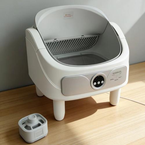 Metal & Polypropylene-PP automatic Cat Litter Basin Solid white PC