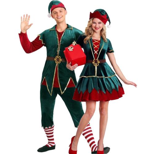 Poliéster & Algodón Ropa de pareja christms, Sólido, verde, Conjunto