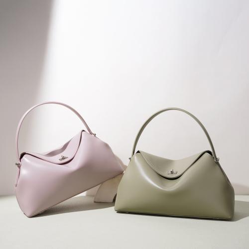 Cowhide Pillow Shaped Handbag soft surface Polyester Cotton Solid PC