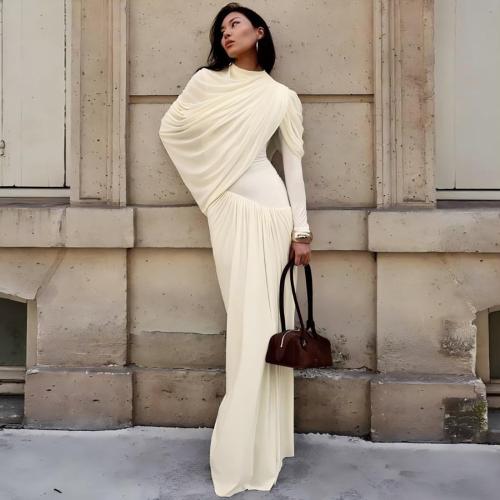 Spandex & Polyester Slim & long style One-piece Dress patchwork Solid PC