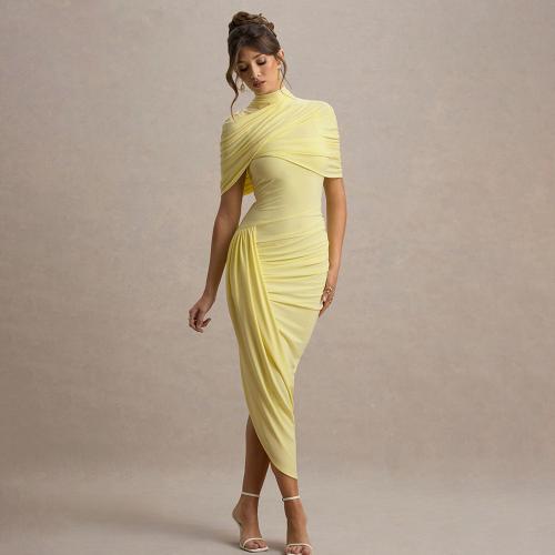 Milk Fiber long style Two-Piece Dress Set backless patchwork Solid Set