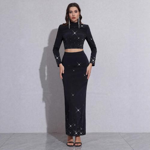 Poliestere Dvoudílná sada šatů nažehleného Pevné Nero Nastavit