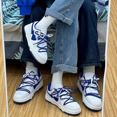 Microfiber PU Cuir synthétique & Caoutchouc Chaussures de planche pour femmes bleu et blanc pièce