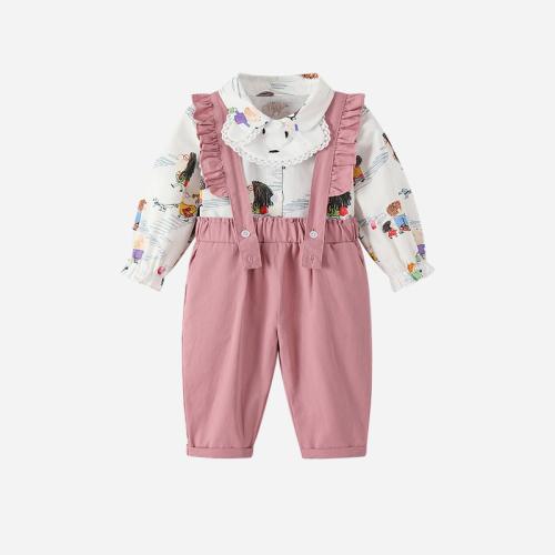 Coton Ensemble de vêtements de fille suspendre le pantalon & Retour au début Solide plus de couleurs pour le choix Ensemble