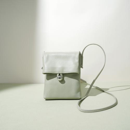 Full Grain Cowhide Leather cross body Cell Phone Bag Mini Polyester Cotton Solid PC