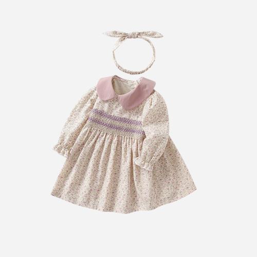 Coton Robe d’une seule pièce de fille Jupe Imprimé Frissons Abricot pièce