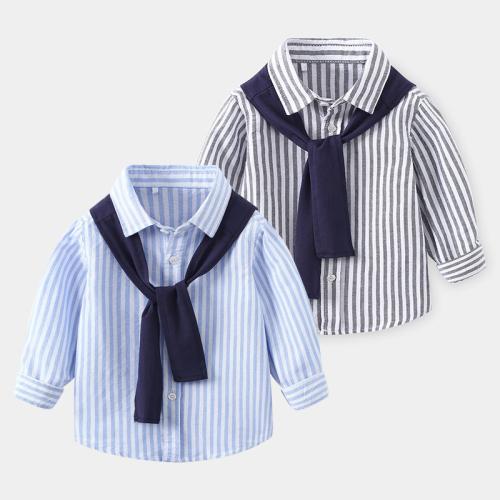 Mixed Fabric & Cotton Boy Shirt printed striped PC