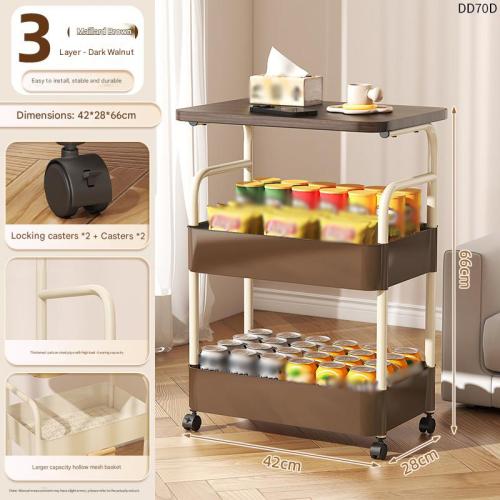 Wooden & Carbon Steel Multilayer Storage Rack with caster PC