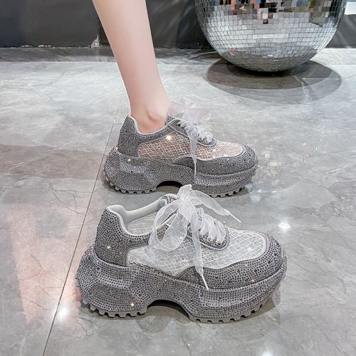 Cloth & Rubber & Cotton Flange Women Casual Shoes & with rhinestone Pair