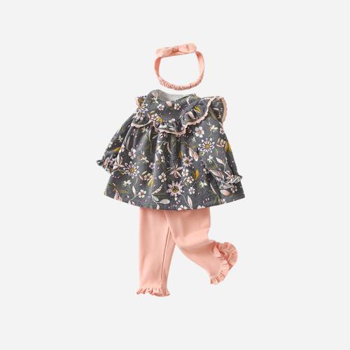 Polyester Ensemble de vêtements de fille Bande de cheveux & Pantalon & Retour au début Imprimé Autres multicolore Ensemble