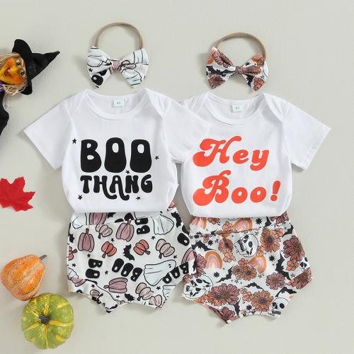 Coton Ensemble de vêtements de fille Bande de cheveux & Pantalon & Retour au début Imprimé motif mixte plus de couleurs pour le choix Ensemble