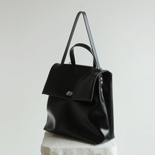 Cowhide Backpack large capacity & soft surface & hardwearing Polyester Solid black PC