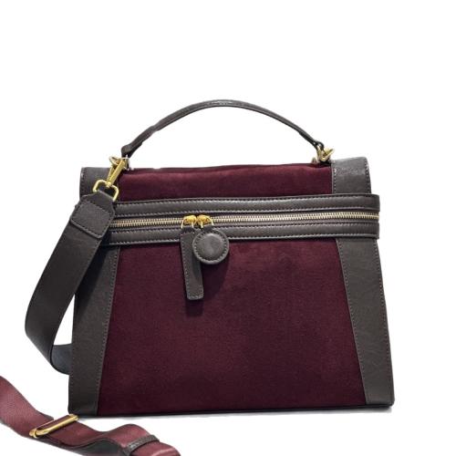 Full Grain Cowhide Leather Handbag soft surface & attached with hanging strap PC